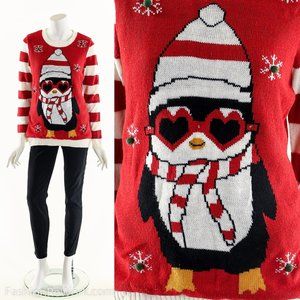 Ugly Christmas Sweater,Penguin Heart Sweater,Tacky Christmas Sweatshirt,Festive